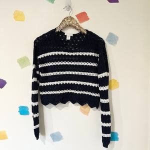 House of Harlow 1960 Blue and White Striped Crew Neck Sweater